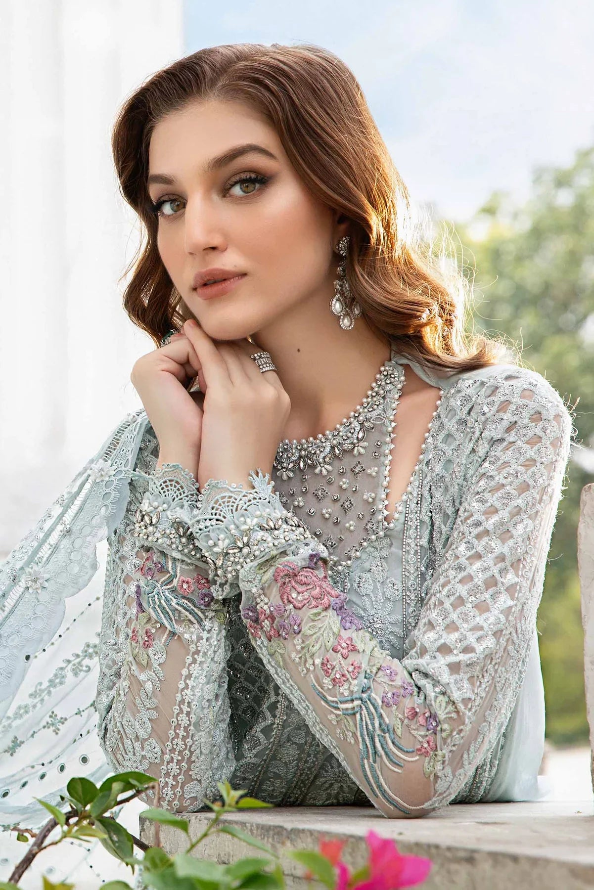 MARIA B D3 Ice Blue CHIFFON COLLECTION