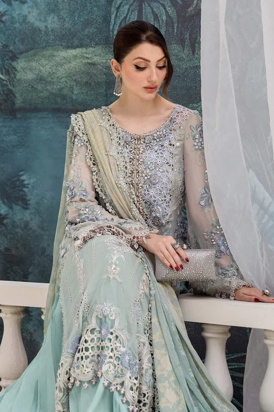 Maria B Embroidered Chiffon MPC-25-108-Aqua