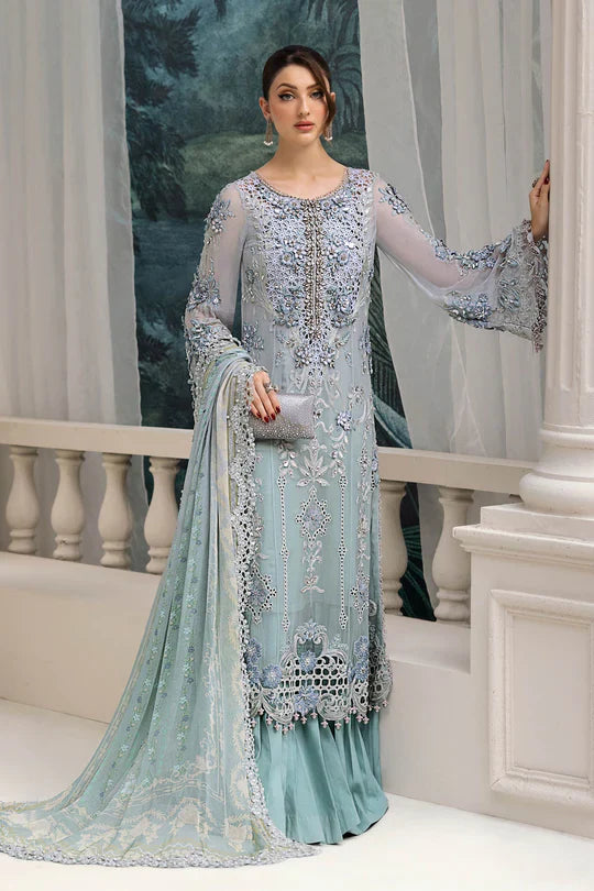 Maria B Embroidered Chiffon MPC-25-108-Aqua