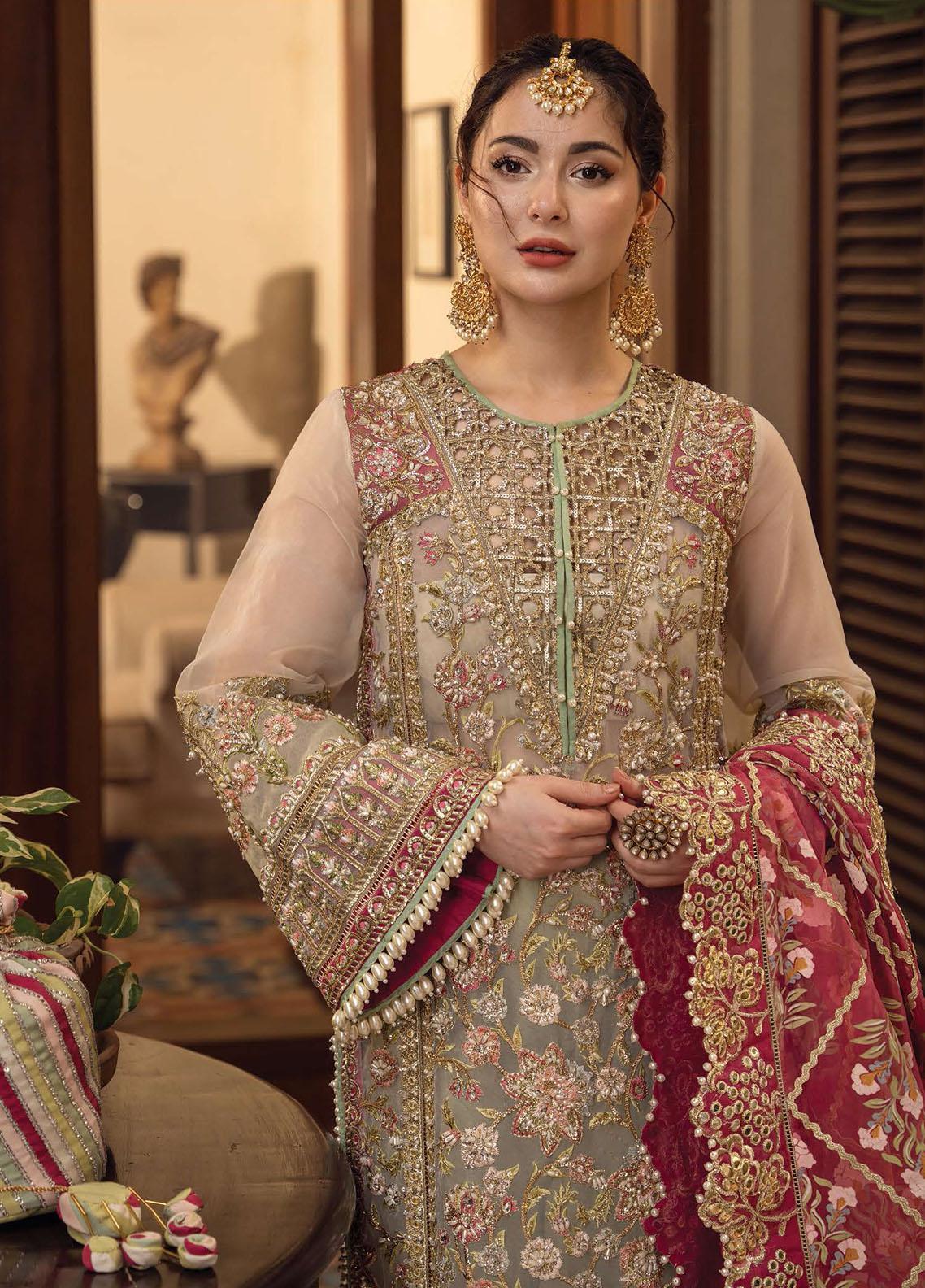 Aik Jhalak by Crimson Organza Embroidered Suits Unstitched 3 Piece CR D2 - Luxury Wedding Collection