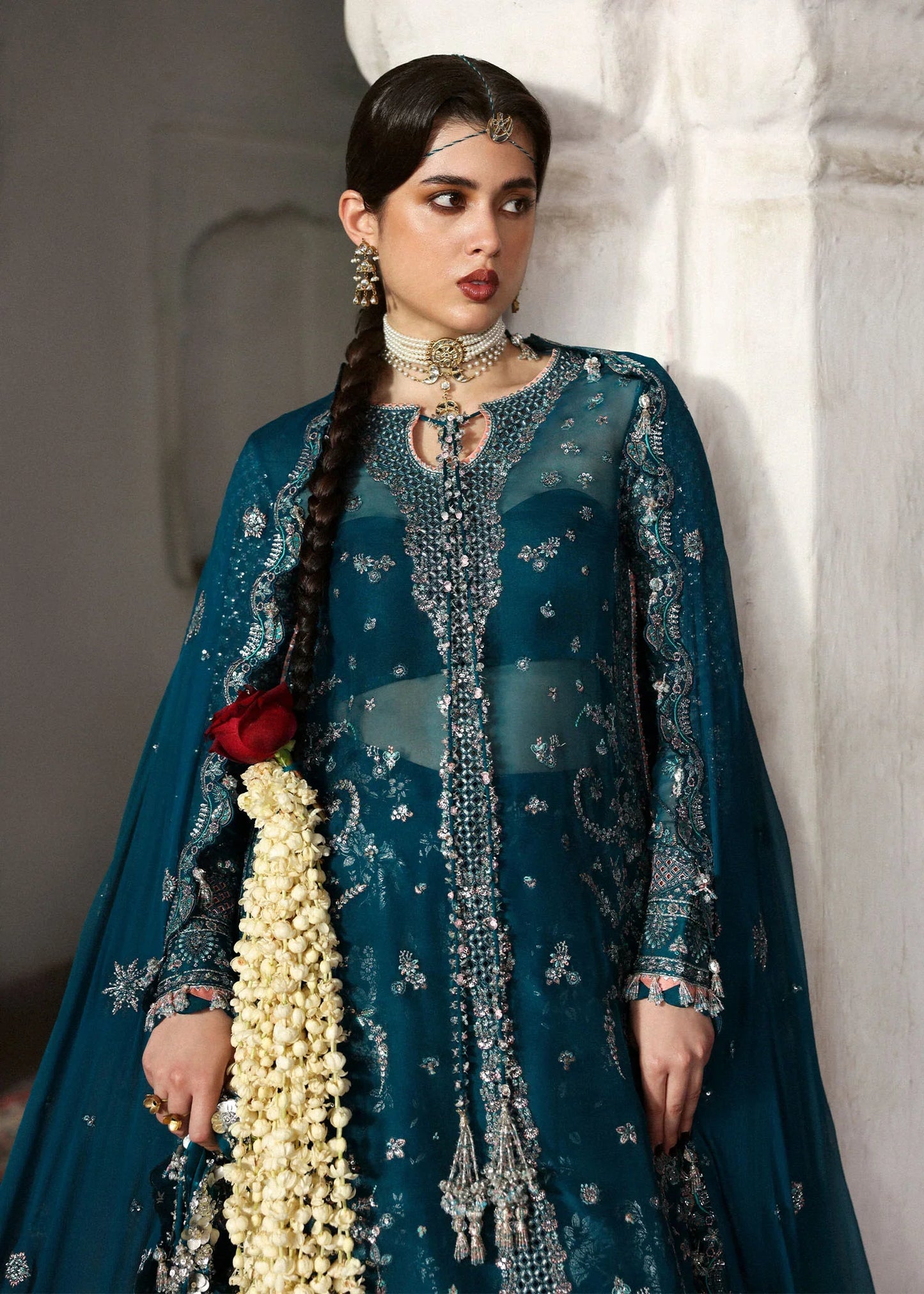 Hussain Rehar Festive'25 "Zebunisa" - Luxurious Embroidered Organza & Silk Unstitched Suit