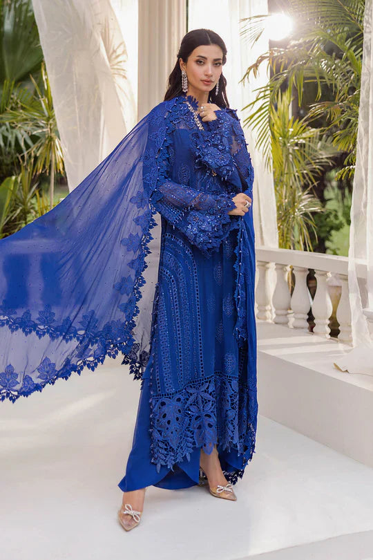 Maria B Embroidered Chiffon MPC-25-103-Cobalt Blue