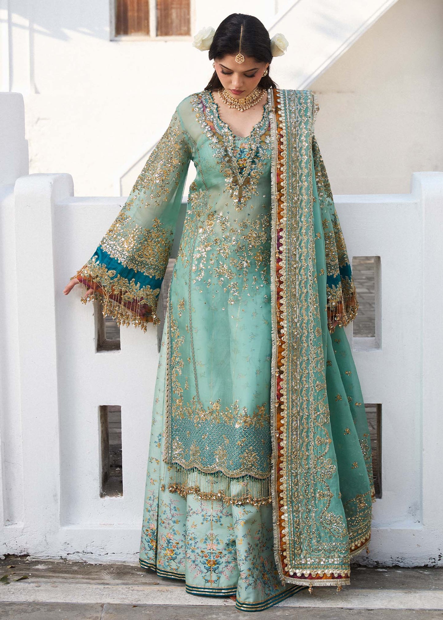 Hussain Rehar 'Festive 25' Miraye Collection: Luxurious Unstitched Organza & Silk Ensemble