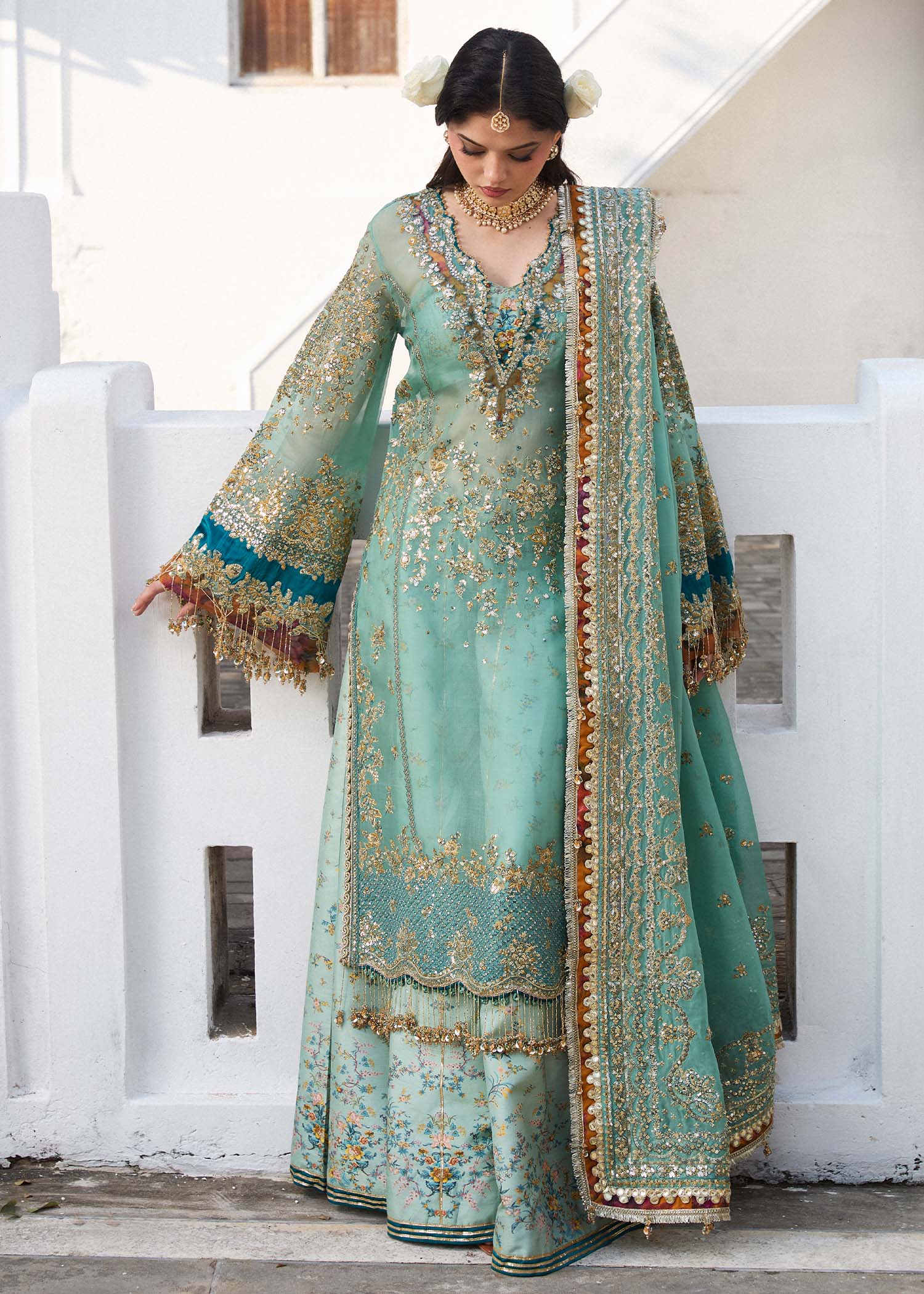 Hussain Rehar 'Festive 25' Miraye Collection: Luxurious Unstitched Organza & Silk Ensemble