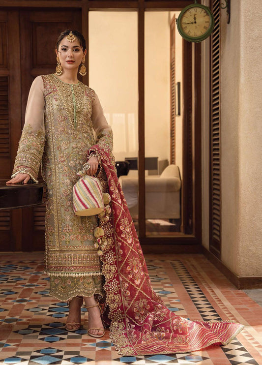 Aik Jhalak by Crimson Organza Embroidered Suits Unstitched 3 Piece CR D2 - Luxury Wedding Collection