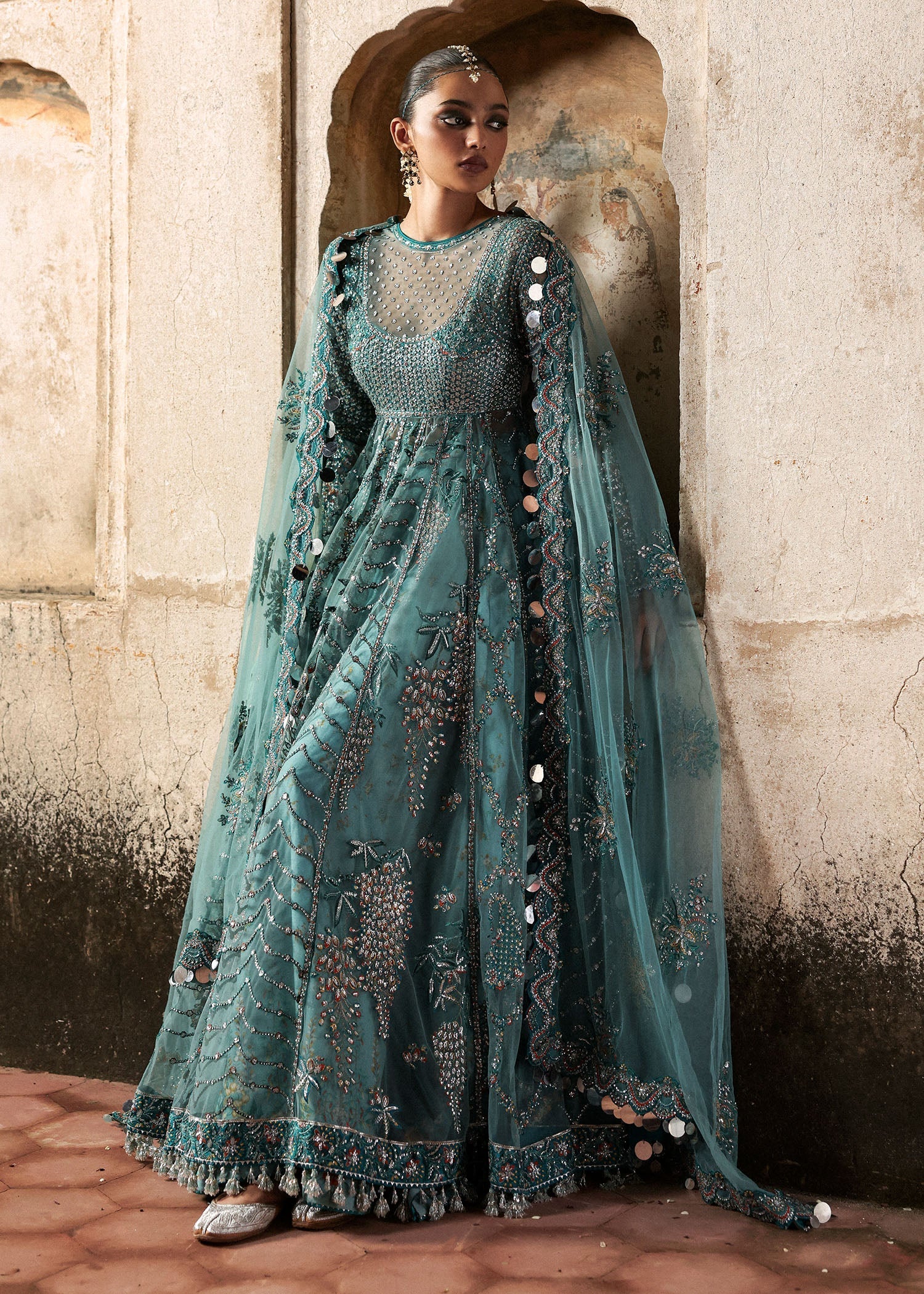Hussain Rehar Festive'25 Nagma Collection: Luxurious Unstitched Embroidered Net Outfit