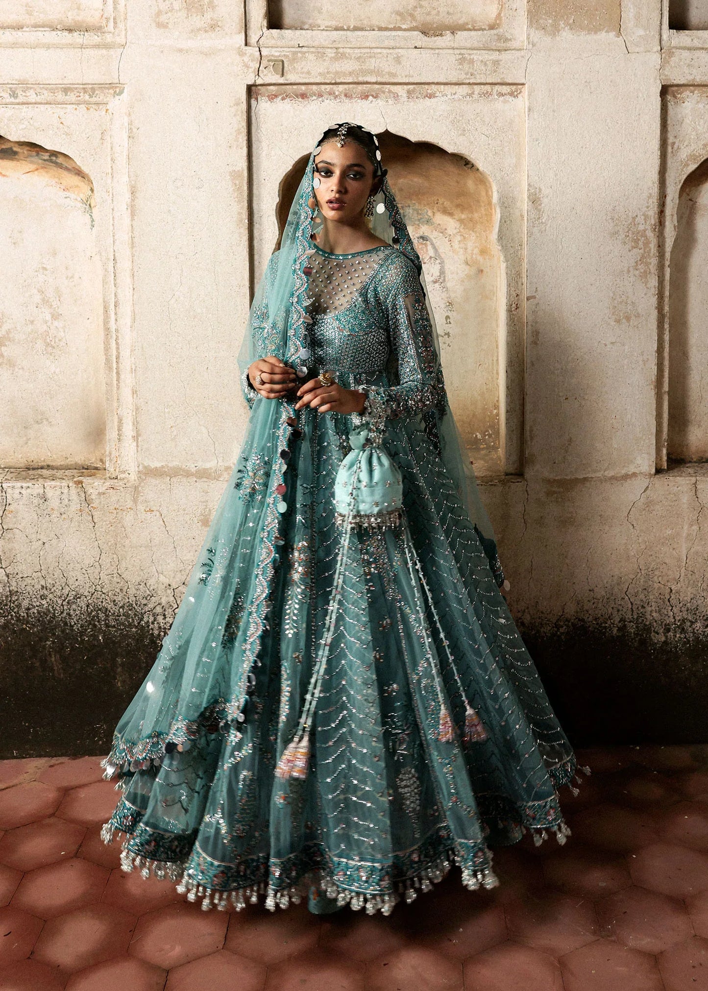 Hussain Rehar Festive'25 Nagma Collection: Luxurious Unstitched Embroidered Net Outfit