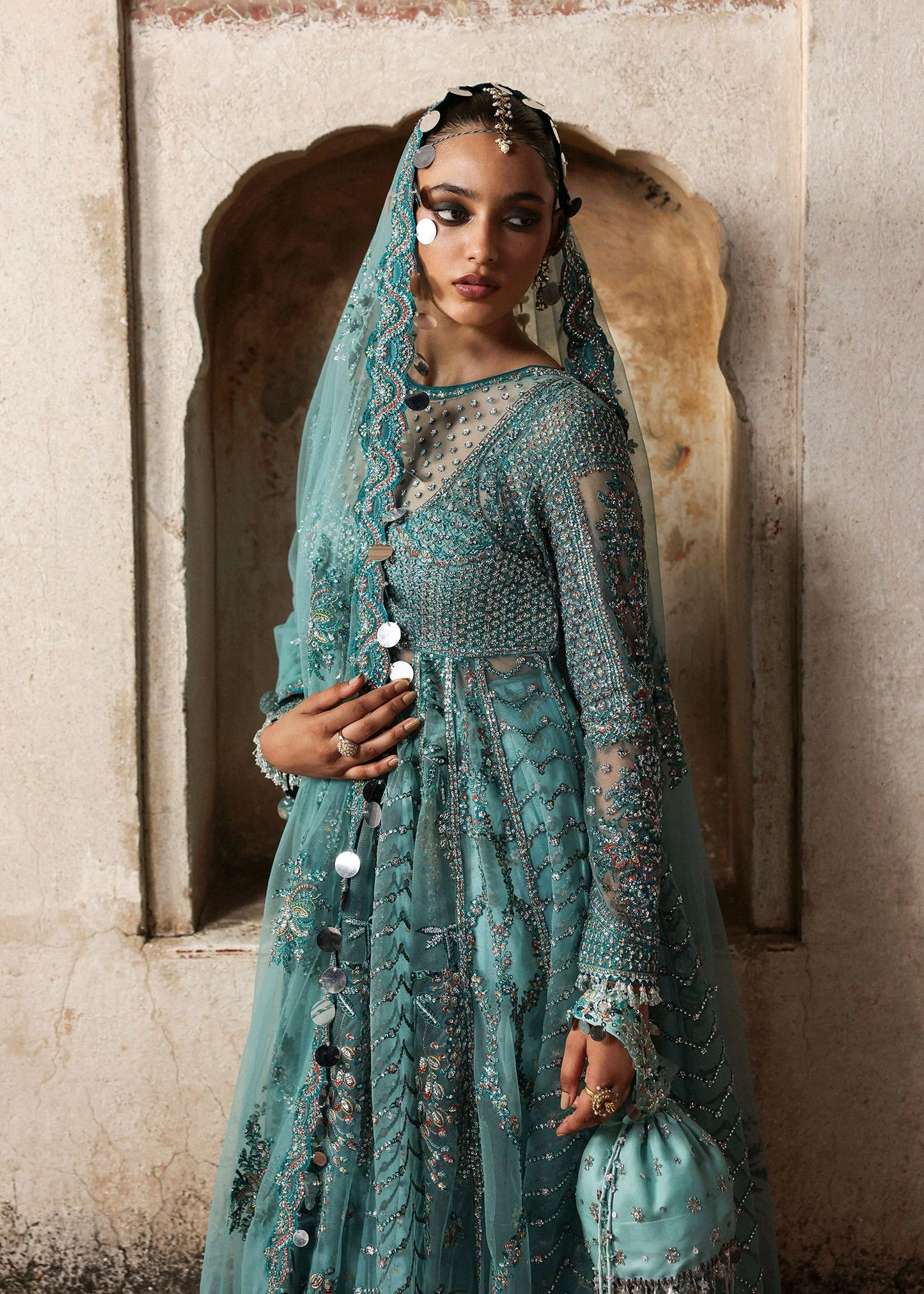 Hussain Rehar Festive'25 Nagma Collection: Luxurious Unstitched Embroidered Net Outfit