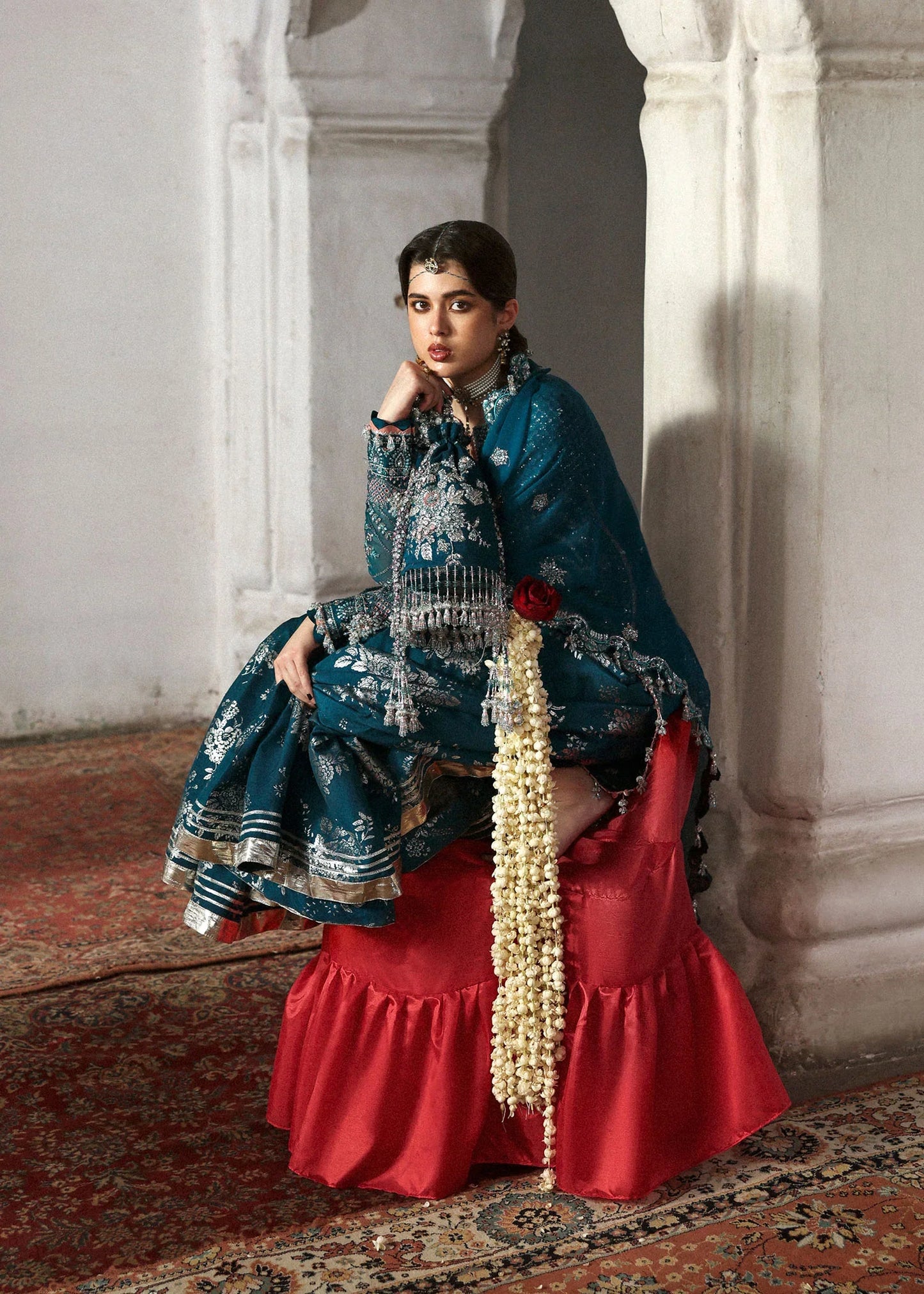 Hussain Rehar Festive'25 "Zebunisa" - Luxurious Embroidered Organza & Silk Unstitched Suit