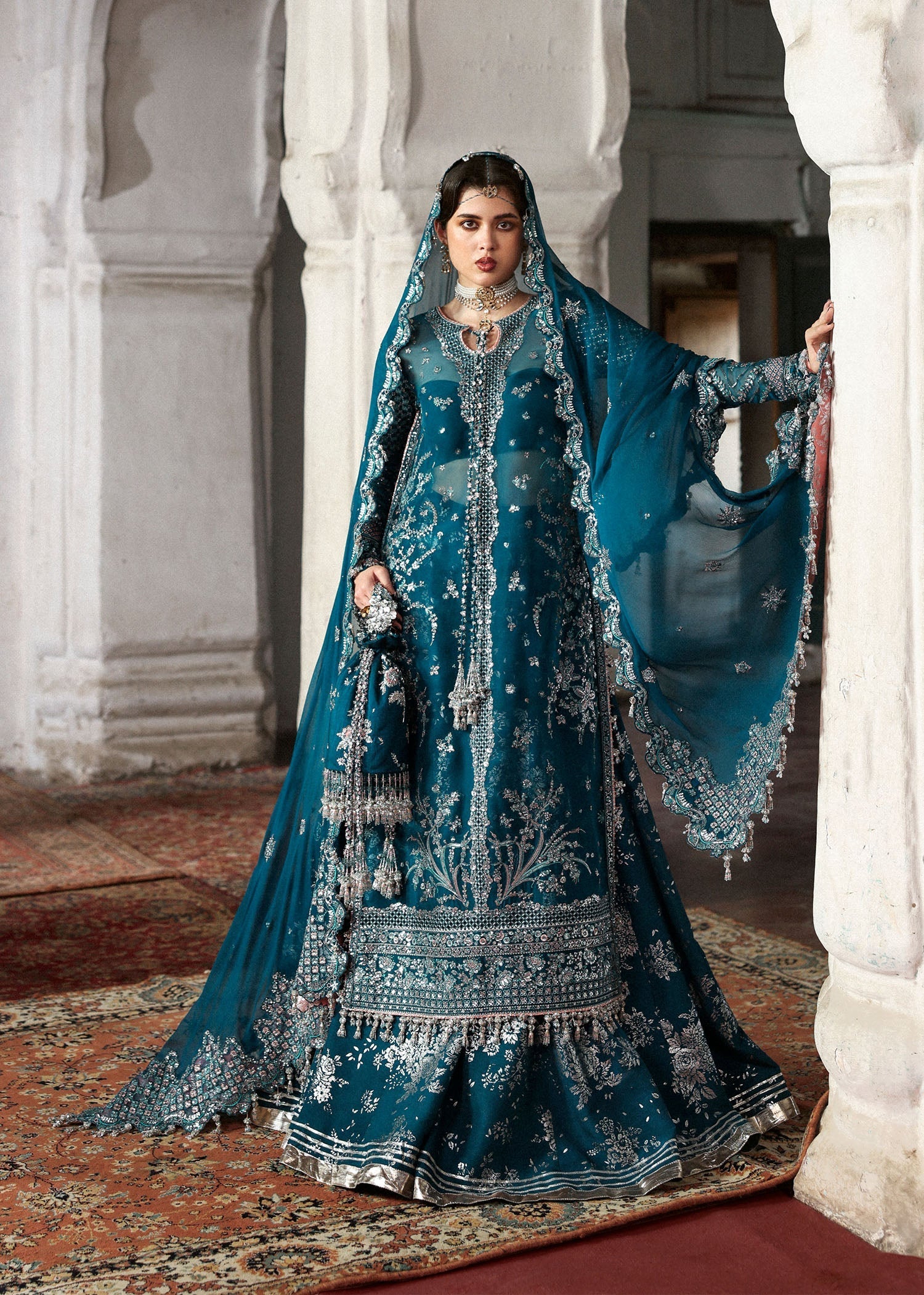 Hussain Rehar Festive'25 "Zebunisa" - Luxurious Embroidered Organza & Silk Unstitched Suit